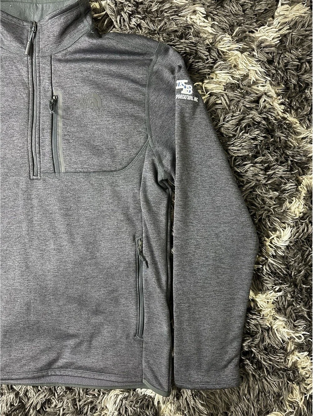 The North Face 1/4 Zip Fleece Pullover Jacket Grey Mens L KB Transportation
